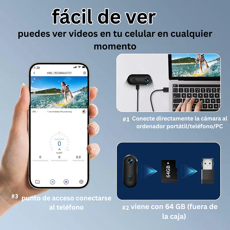 Cámara de acción 4K tipo pulgar ultraportátil