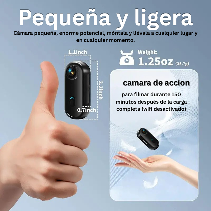 Cámara de acción 4K tipo pulgar ultraportátil