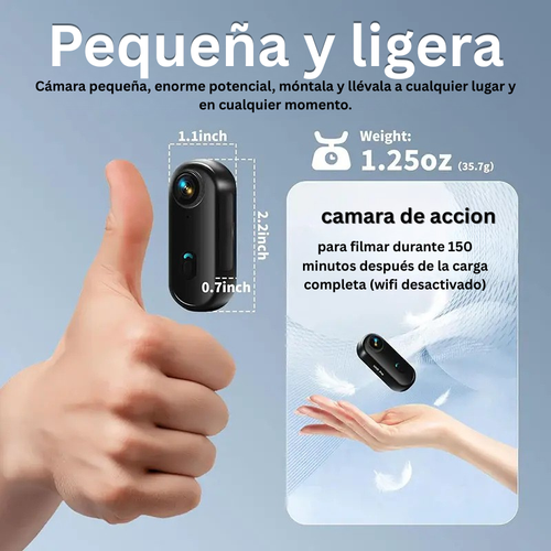 Cámara de acción 4K tipo pulgar ultraportátil