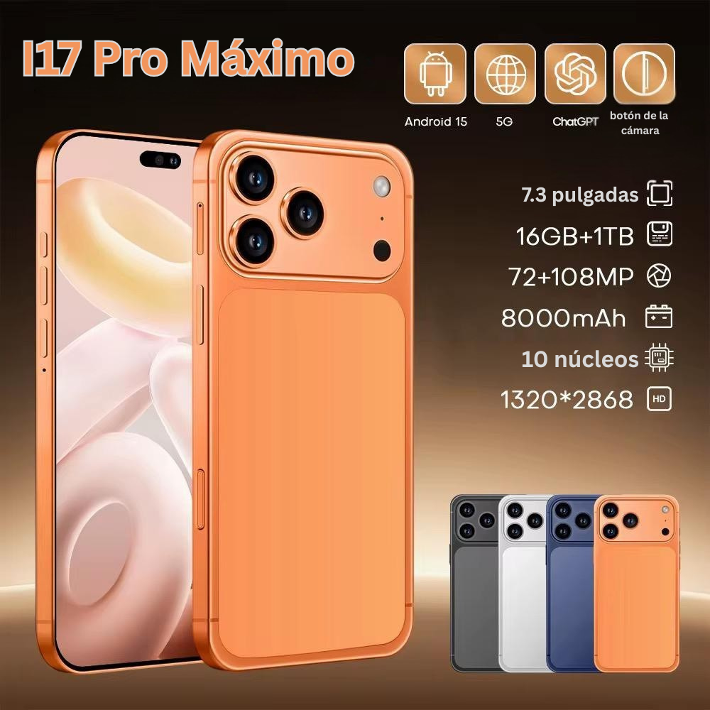I17 Pro Max 5G – 16GB RAM + 1TB Almacenamiento – Cámara 108MP – Pantalla OLED Grande
