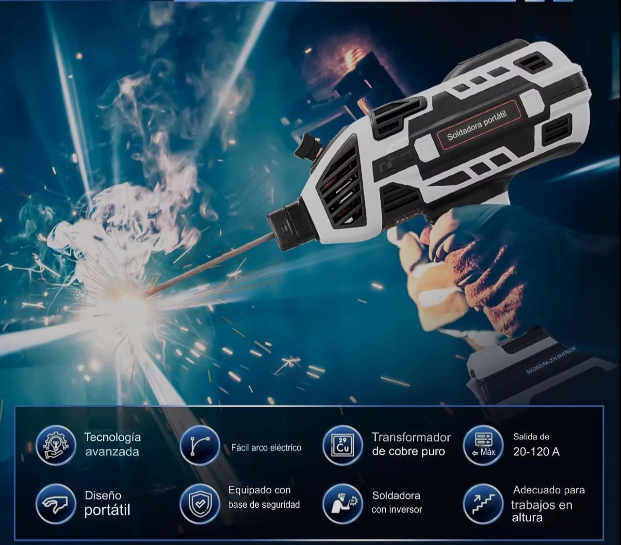 Soldadora Eléctrica Portátil IGBT – Arco Estable, Ligera y Ideal para Uso Profesional y Doméstico