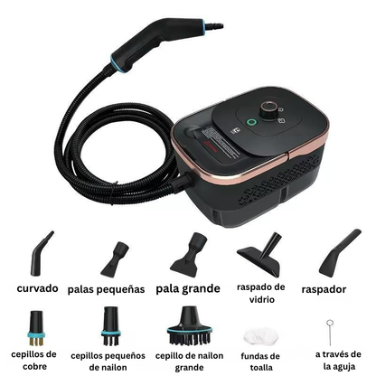 Limpiador a vapor de alta presión de 2500 W: potente limpieza multisuperficie para coche, cocina y hogar.