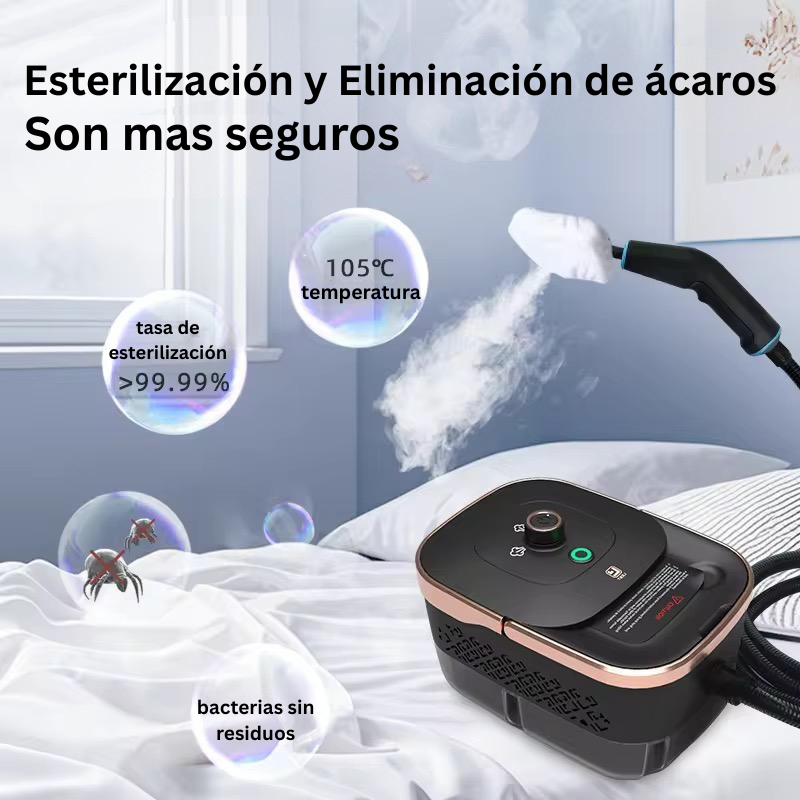 Limpiador a vapor de alta presión de 2500 W: potente limpieza multisuperficie para coche, cocina y hogar.