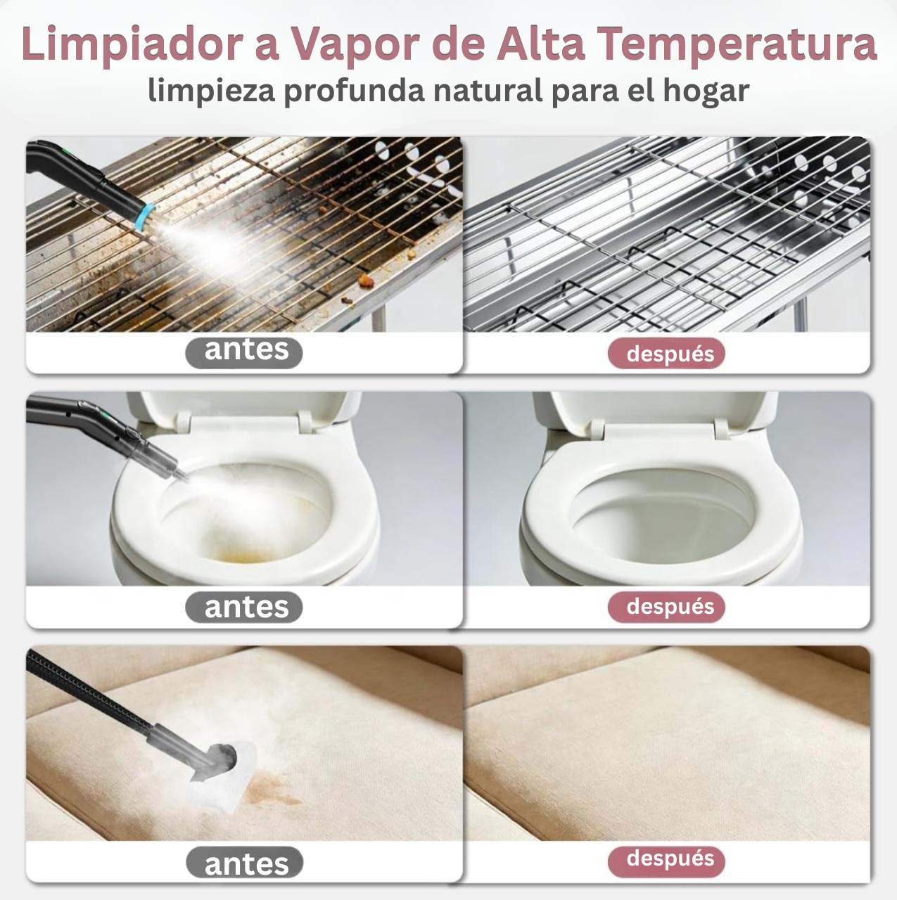Limpiador a vapor de alta presión de 2500 W: potente limpieza multisuperficie para coche, cocina y hogar.